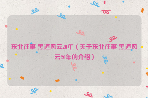 东北往事 黑道风云20年（关于东北往事 黑道风云20年的介绍）
