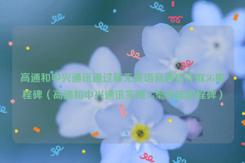 高通和中兴通讯通过新无线语音通话夺取5G里程碑（高通和中兴通讯实现5G毫米波里程碑）