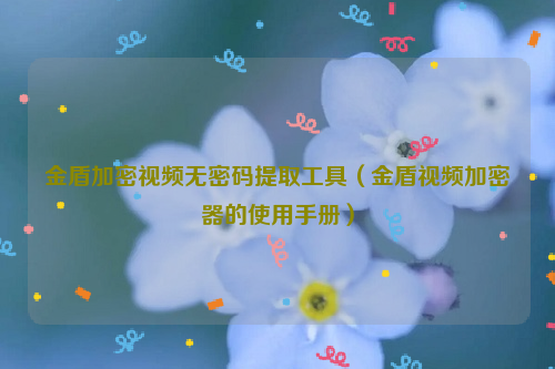 金盾加密视频无密码提取工具（金盾视频加密器的使用手册）