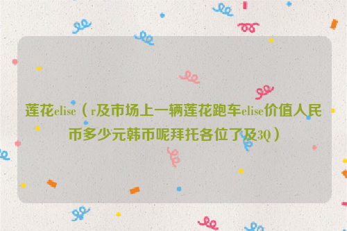 莲花elise（r及市场上一辆莲花跑车elise价值人民币多少元韩币呢拜托各位了及3Q）