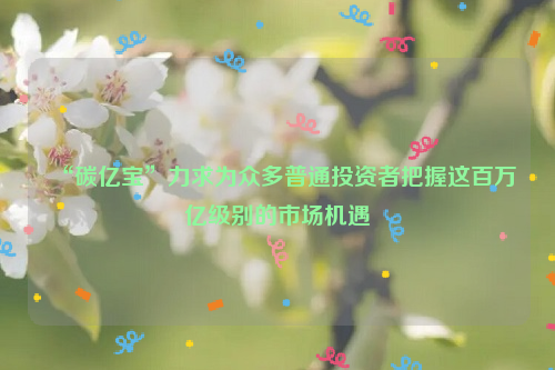 “碳亿宝”力求为众多普通投资者把握这百万亿级别的市场机遇
