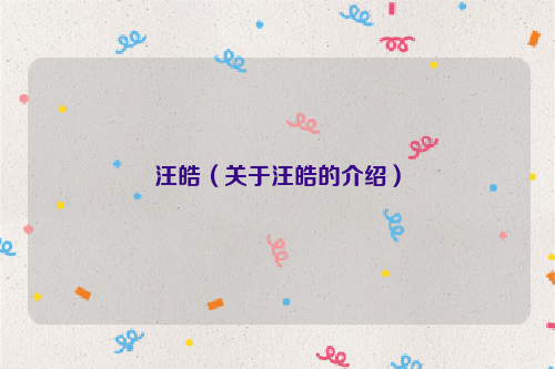 汪皓（关于汪皓的介绍）