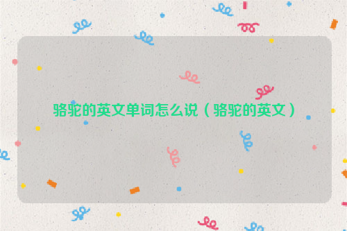 骆驼的英文单词怎么说（骆驼的英文）