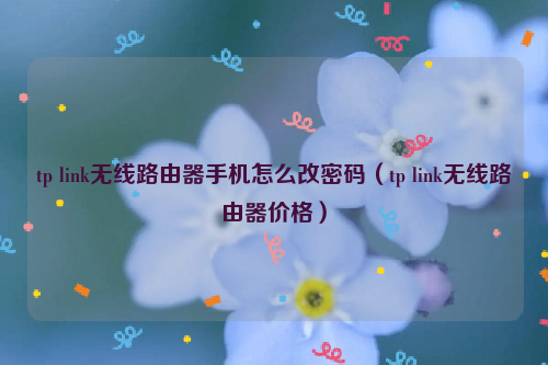 tp link无线路由器手机怎么改密码（tp link无线路由器价格）