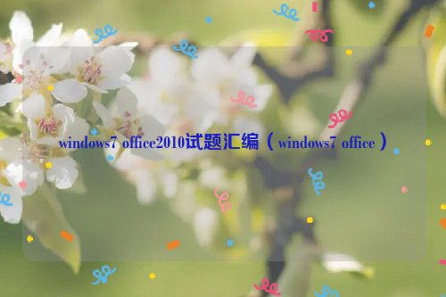 windows7 office2010试题汇编（windows7 office）