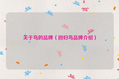 关于鸟的品牌（回归鸟品牌介绍）