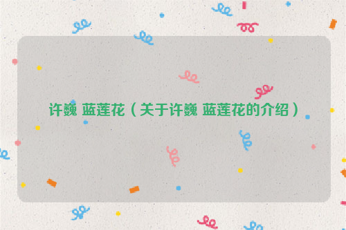 许巍 蓝莲花（关于许巍 蓝莲花的介绍）