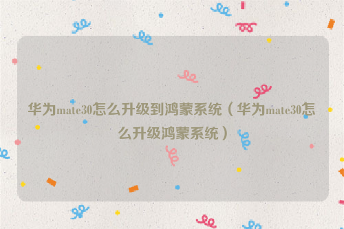 华为mate30怎么升级到鸿蒙系统（华为mate30怎么升级鸿蒙系统）