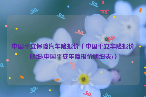 中国平安保险汽车险报价（中国平安车险报价明细(中国平安车险报价明细表)）