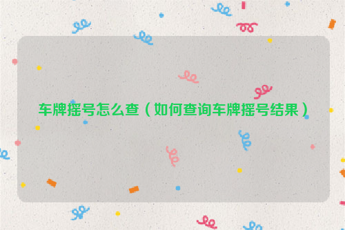 车牌摇号怎么查（如何查询车牌摇号结果）